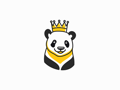 King Panda Logo animal bear branding crown cute design emblem icon illustration king lines logo mark mascot nature panda playful royal vector zoo