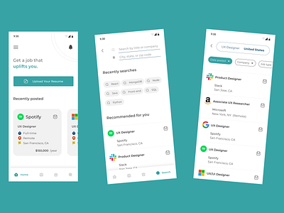 Job finding app app design typography ui ux
