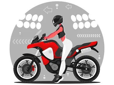 Woman on motorbike bike biker driver girl illustration motorbike motorcycle scooter speed vector woman