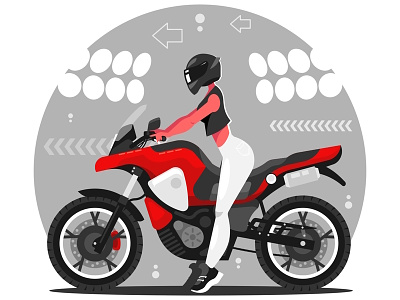 Woman on motorbike bike biker driver girl illustration motorbike motorcycle scooter speed vector woman