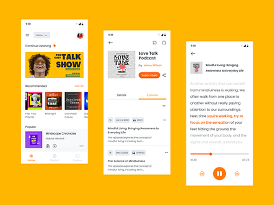 Podcast app app design mobileapp podcast typography ui ux