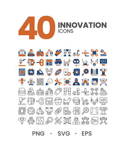 Innovation Icons branding clean icons computer design flat icon flat icons graphic design icons illustration innovation iot logo robot robotics icons technology technology icons