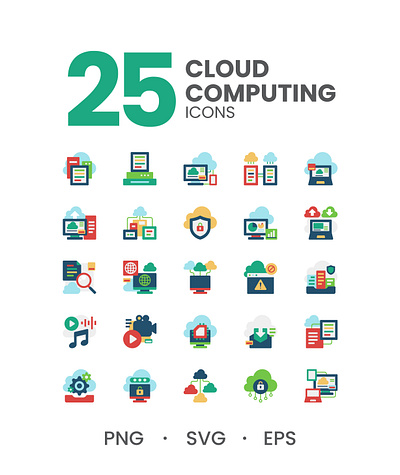 Cloud Computing Icons branding clean cloud cloud computing cloud computing icons computing data design flat flat icon graphic design hosting icon illustration logo server technology ui