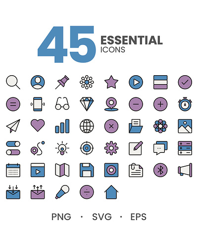 Essential Icons app app icons branding clean design essential essential icons flat flat icon graphic design icon illustration logo media media icons ui web icons