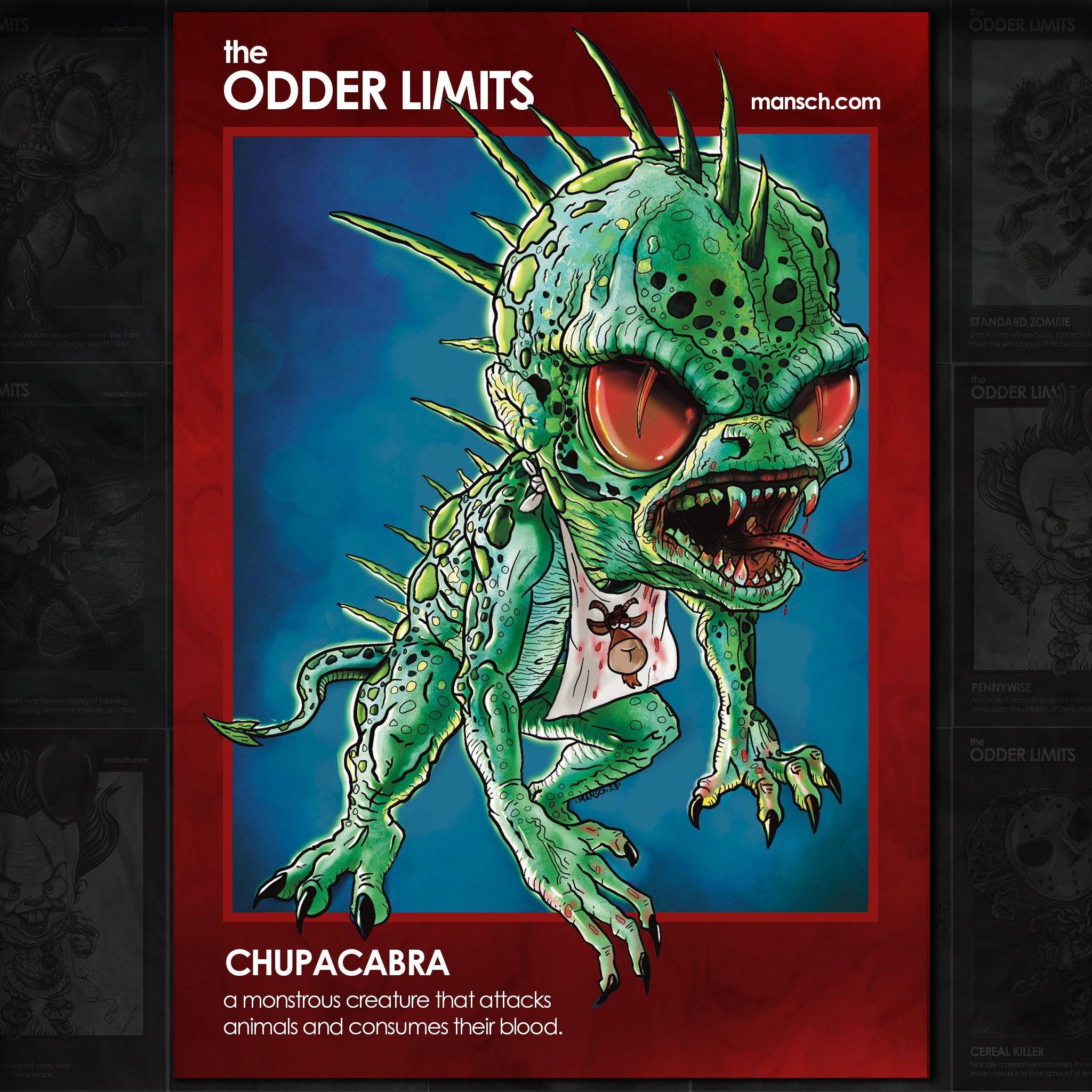 Chupacabra cartoon character design chupacabra comic creature editorial illustration legends myths