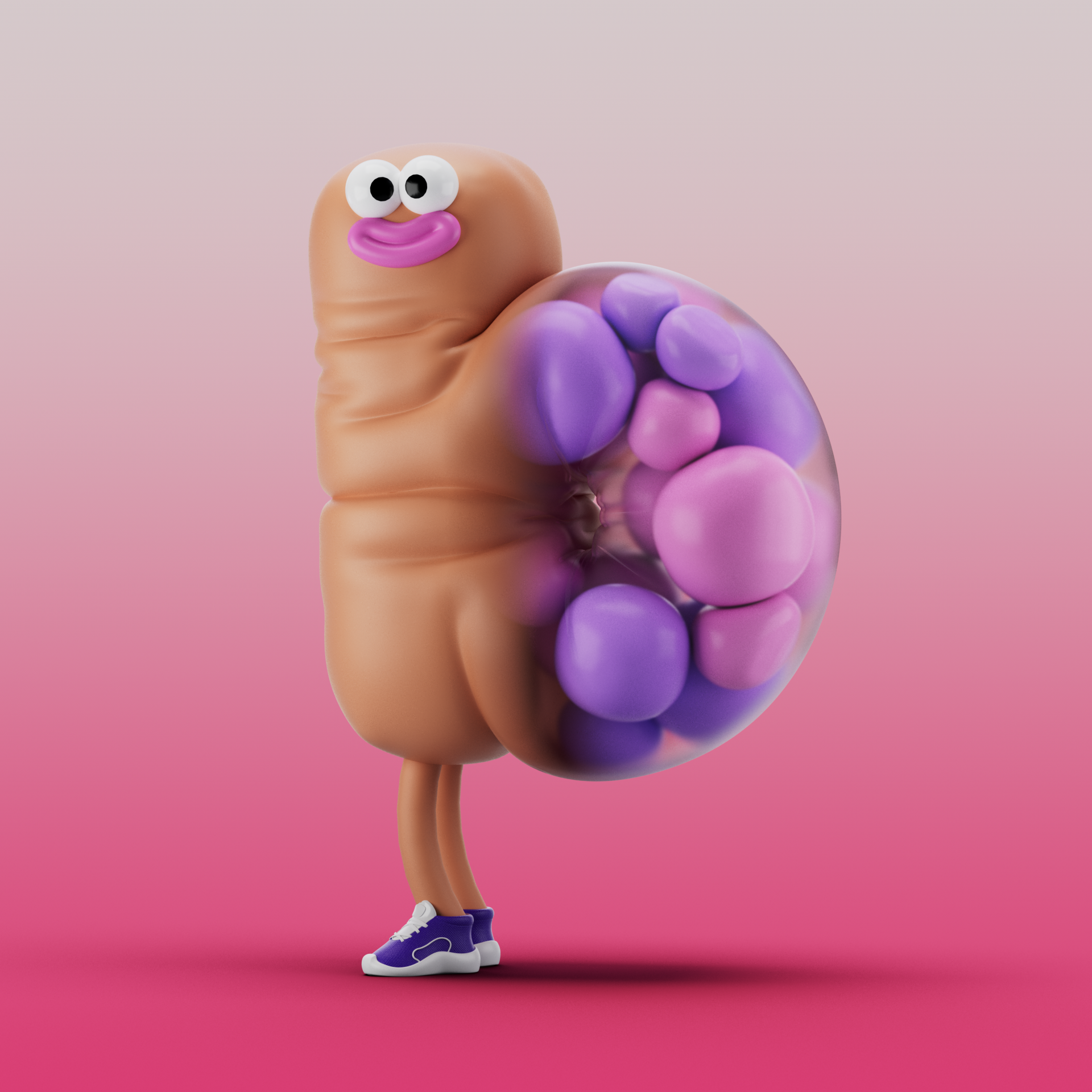 36 Day - Bubble Butt 36daysoftype 3d bright bubble character color colour design fun happy ill illustration letter pink purple
