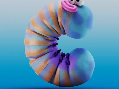 36 Days - Caterpillar 3d animation blue bounce bright c4d character cinema4d color colour design fun funny illustration letter motion graphics worm