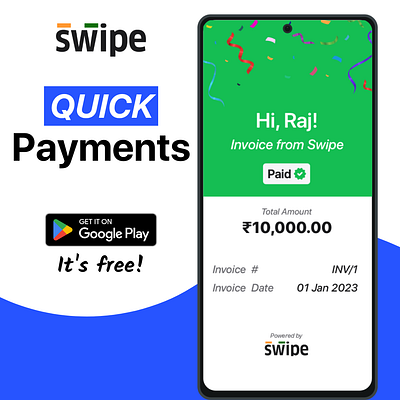 Swipe Billing App 3d animation billing billing app branding design e way bills ewaybills graphic design gst illustration invoicing logo minimal motion graphics online store swipe typography ui vector