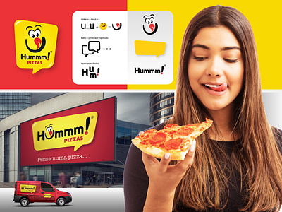 Hummm Pizzas branding design food logo graphic design hummm logo logotipo pizza pizza logo smile logo