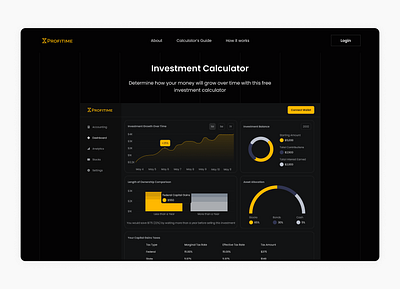 Landing Page, Login, Dashboard, Animation, 404 animation branding charts crypto dark mode dashboard design finance invest investment login ui uiux ux uxui wallet web design