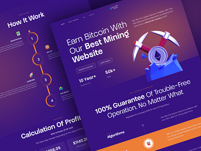 Cryptocurrency Mining Landing Page Redesign - easybtc-mining.com cryptocurrency design homepage landing page mining landing page ui web web design website