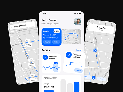 Fitness App - Running Tracker app design graphic design typography ui ux