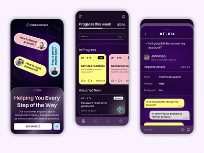 Customer Support App UI app design app ui app ux behance branding customer support app daily design dribbble figma graphic design mobile ui ui ui design ui designer ui inspiration ui trends uiux uiux design ux ux design