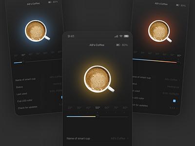 Coffe Boiling Device-Dark 🔥 best of dribbble coffee dark ios minimalism skeumorphism slider temperature