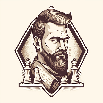 Bearded man animal brand branding company design elegant illustration logo vector