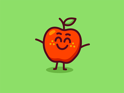 Cute Apple Mascot apple branding cartoon character children design emoji flat food fruit funny happy healthy illustration kids logo mascot outline smile vector