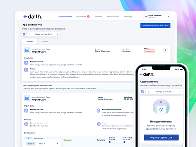 Dalth - innovative telemedicine SaaS CRM animation branding figma logo mobile responsive product design prototype ui ux web design