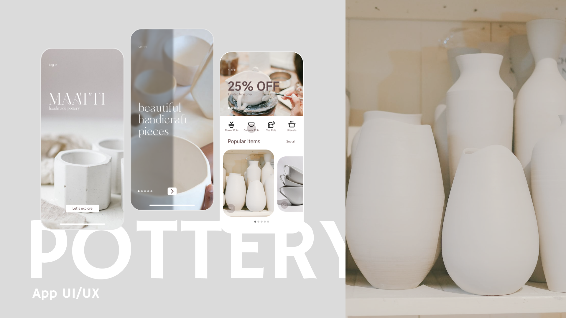 Mobile App UI - Pottery 3d animation app art branding design designer graphic graphic design graphicdesign illustration logo motion graphics ui
