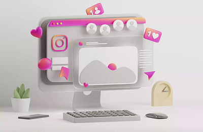 Instagram minimal iMac 3d 3d illustration b3d blender blender3d design glass illustration imac instagram minimal ui