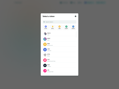 Select a token modal app blockchain design ui ux web3