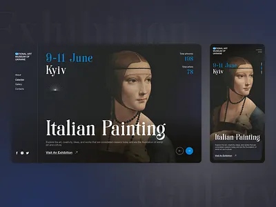 Gallery Exhibition Website art black blue case study clean design event exhibition gallery interface main page mobile mobile design ui ui design ux web web design website website design