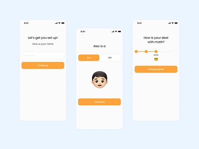 Questionnaire: Math Educational Game design education app game kids game learning app math game mobile app orange questionnaire study ui