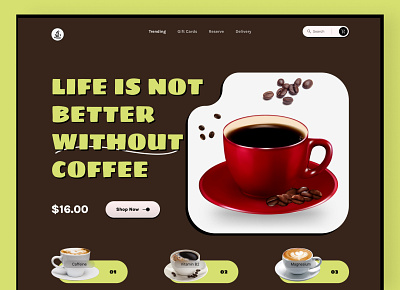 Coffee Shop Website Landing Page branding coffee coffee shop coffee shop web dailyui design landing page product shop typography ui ui ux ux web web design webdesigner website website design