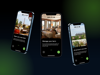 Brach - Onboarding screen design android app booking dark ui flow holiday hotel intro ios launch main mobile onboarding real estate rental reservation slides splash screen travel vacation