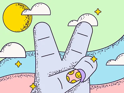 V 36 days of type clouds flat hand nail art nails stipple sun texture v vector