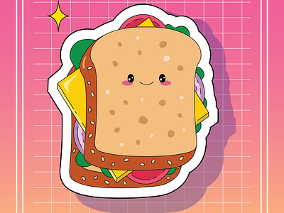 Cute Sandwich graphic design illustration kawaii sandwich sticker