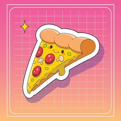Cute Pizza graphic design illustration kawaii pizza sticker