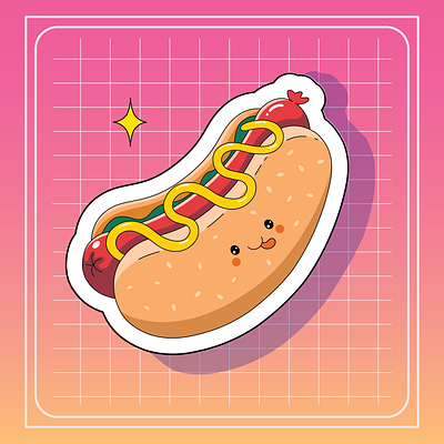 Hotdog graphic design hotdog illustration kawaii sticker
