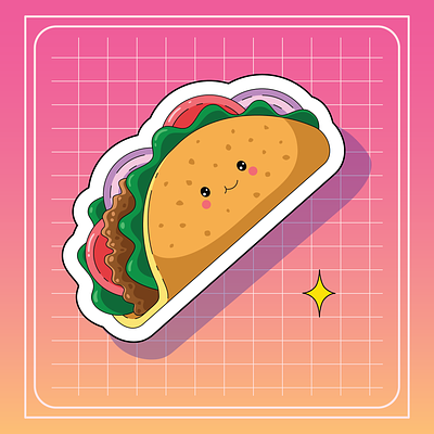 Cute Taco graphic design illustration kawaii sticker taco
