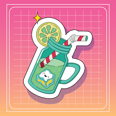 Lemonade graphic design illustration kawaii lemonade sticker