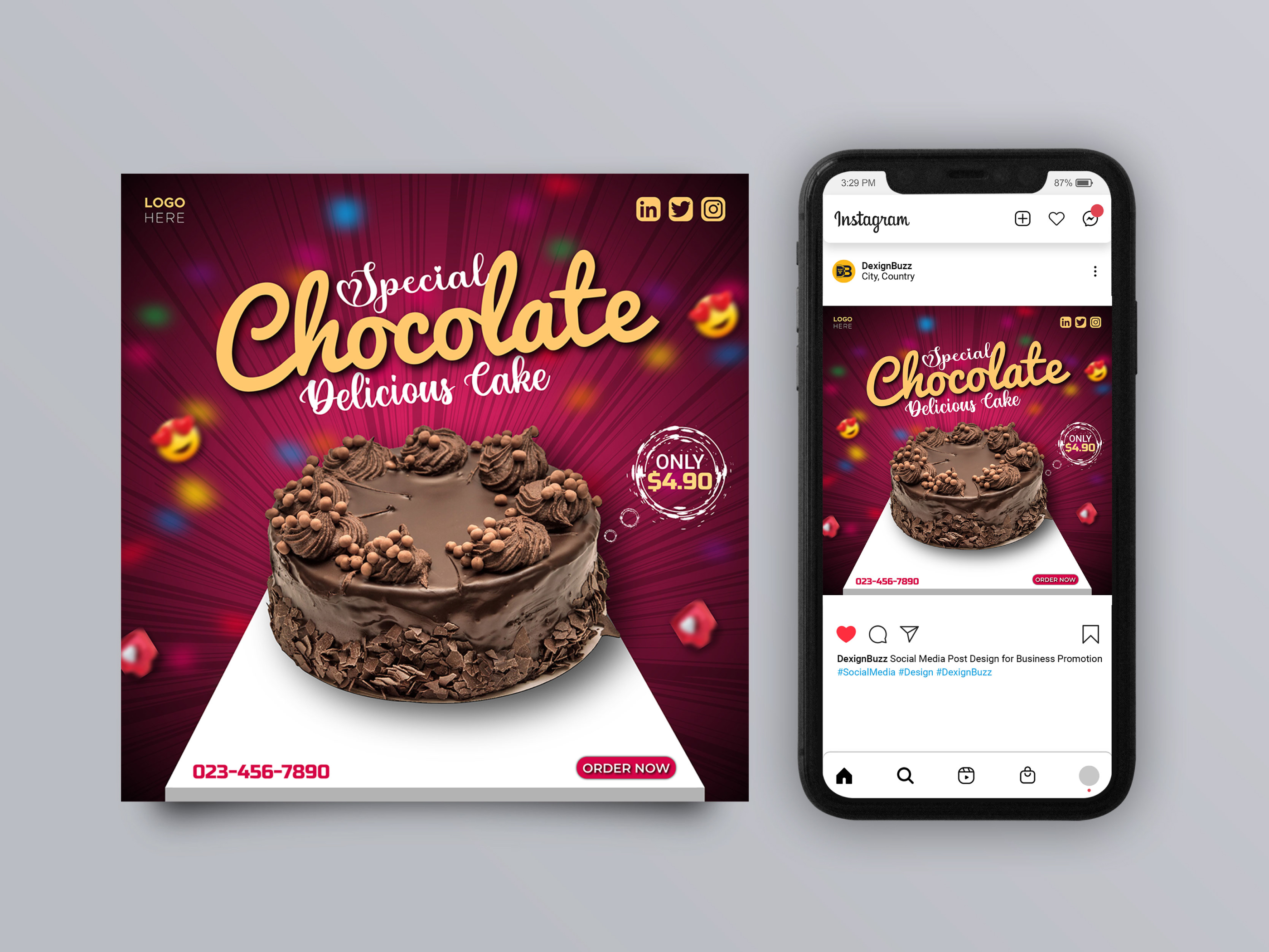 Free Dessert and Cake Shop Instagram Post Template PSD - PsFiles