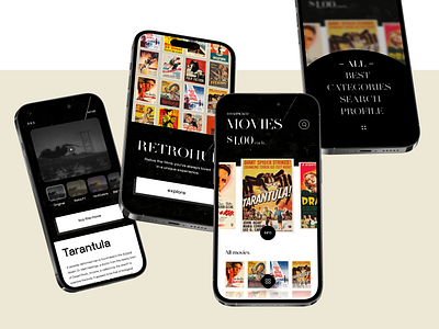 Retro Cinema app appdesign design filters menu movie player retro ui ux vintage