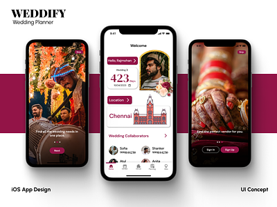 Weddify - Wedding Planner App app design design figma ios ios app ui ui design ui interface user interface ux wedding planner