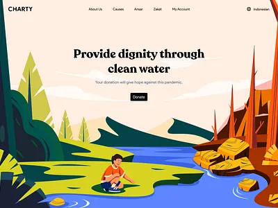 Charty - Header Illustration charity design donate donation fundraising header header illutration hero section hero section illustration illustration landing page ui vector