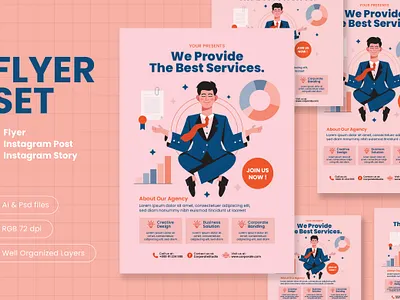 Corporate Flyer Set agency branding design flyer flyer design graphic design illustration instagram post social media template