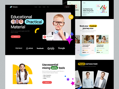 E-Learning Platform Website Design clean color course design edtech education educational platform elearning interface kids school laern landing page learn skills learning website online class online courses school study ui website