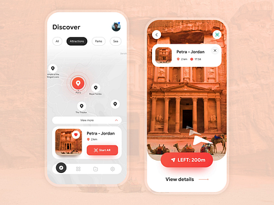 AR Travel App android animation app app design ar ar app attractions design ios map mobile mobile app mobile ui travel travel app ui uiux ux