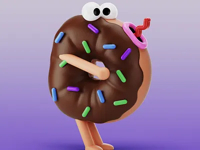 36 Days - Doughnut 3d animation bright c4d character cinema4d color colour design doughnut eyes fun funny illustration lol speckles toung