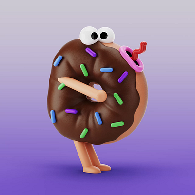 36 Days - Doughnut 3d animation bright c4d character cinema4d color colour design doughnut eyes fun funny illustration lol speckles toung