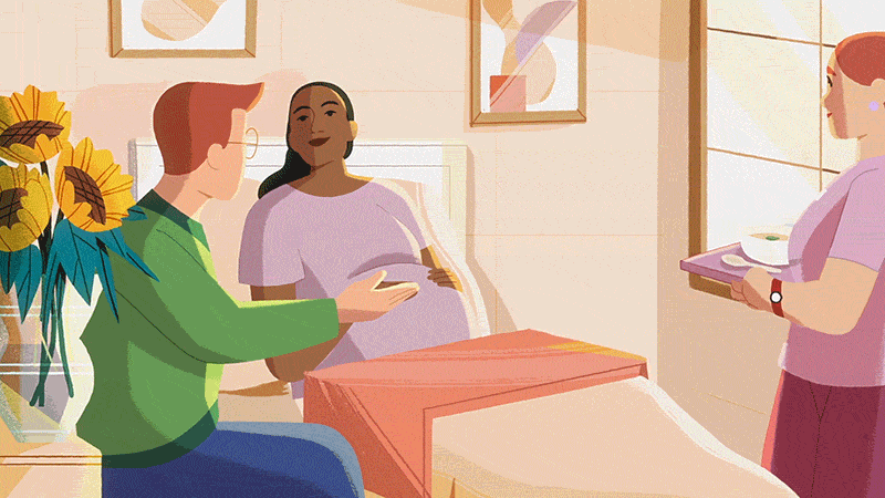 TruVide — Due date 2d animation bedside cel animation food delivery hospitality illustration narrative poc pregnancy pregnant storytelling traditional animation