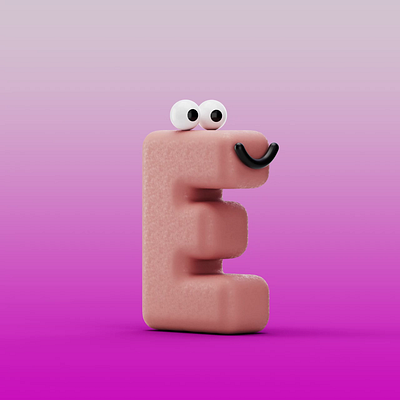 36 Days - E 3d animation blob blow bright c4d character cinema4d color colour design eyes fun funny happy illustration letter smile