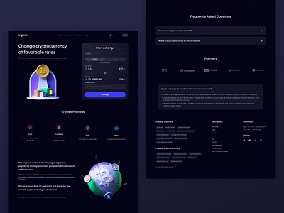 Crybex Web Design bitcoin branding crypto cryptocurrency cryptocurrency exchange exchange home page illustration landing page ui ui design user experience user interface web design website