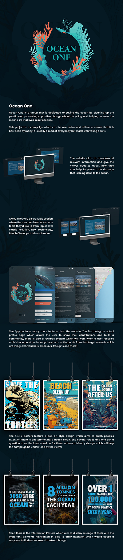 Ocean One - A Campaign to save the ocean app branding design graphic design illustration logo typography ui ux vector