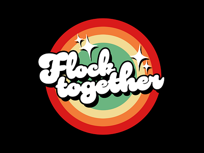 "Flock Together" Sticker birding birds birdwatching bold branding colorful design logo retro vintage