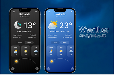 Weather #DailyUI Day-37 appdesign appshots branding dailyui design figma illustration mobile mobiledesigns ui userinterface weatherapp