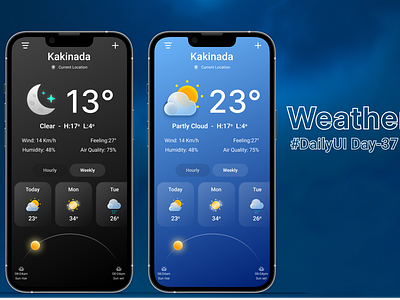 Weather #DailyUI Day-37 appdesign appshots branding dailyui design figma illustration mobile mobiledesigns ui userinterface weatherapp